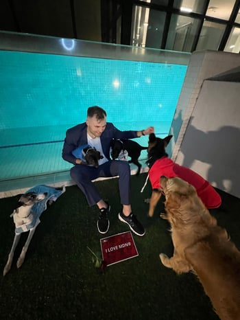 Adrian I Kuboszek With Dogs At MDN Pet Care